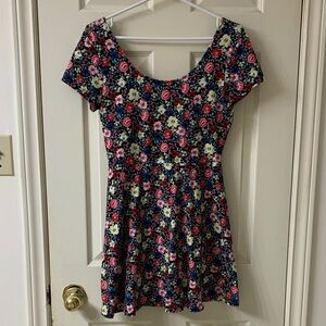 🌷3 for$25🌷Forever 21, US M, Pink Yellow & Blue Scoop Neck Fit & Flare Dress